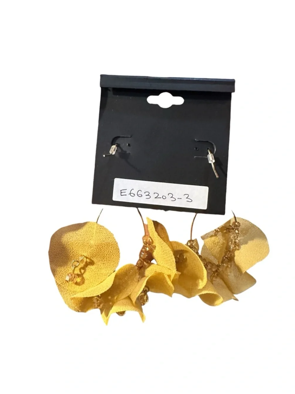 nOir Jewelry Yellow Floral Drop Earrings Gold Tone Statement Beaded